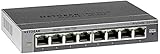 Netgear GS108E Managed Switch 8 Port Gigabit Ethernet LAN Switch Plus (Netzwerk Switch Managed, VLAN, IGMP Snooping, QoS, lüfterlos, robustes Metallgehäuse, ProSAFE Lifetime-Garantie)