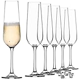KADAX Sektgläser, 6er Set, 200ml, Sektflöten für zu Hause, Party, Hochzeit, Moderne Sektkelche, Bequeme Champagnergläser mit hohe und Enge Stiel, transparent