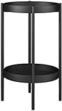 MIXMEY Beistelltische nordischer Beistelltisch, kleiner runder Beistelltisch 2-stöckiger Beistelltisch mit Ablage, hoher Telefontisch für kleinen Raum (Größe: 25 x 25 x 80 cm, Farbe: Schwarz)