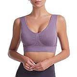 Cubinest Sportbh Damen, Gepolstert Ohne Bügel Push Up Sports Bra Verstellbare Bequem Große Brüste Sportbhs Baumwolle Yoga Sport-BHS Seamless Große Größen Sportbh Sport BH
