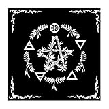 Tarot-Tischdecke aus Flanell, Schwarz, Pentagramm, 19,29 Zoll, Tarotkarte, Wandbehang, Tarotkarte, Butarot, Tischdecke, Wahrsagung, Tarot