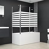 BULANED Duschabtrennung, Duschwand, Badewannenaufsatz, Duschwand Für Badewanne, Badewanne Wand, Glaswand Badewanne, Badewanne Duschwand, 120x68x130 cm Hartglas Streifen