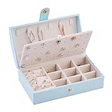 LIMKOO Reise-Schmuck-Organizer-Box Tragbare Schmuckschatulle, europäische einfache Mini-kleine handverzierte Ohrringe, Ohrringe, Schmuckkollektion Schmuckkästchen-Organizer (Color : B, Size : S)