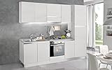 Dafne Italian Design Komplette Küche Ulme-Effekt weiß (cm. 255 x 60 x 216 cm Kühlschrank auf der rechten Seite)
