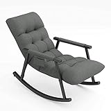 UZOURI Garten Schaukelstuhl Liegestuhl Baumwolle und Leinen Wohnzimmer Balkon Nap Lazy Sofa Chair, 83X96x59cm, Mehrfarbig Optional(Color:Grey)