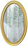 JUNZAI Wandmontierter Kosmetikspiegel, wandmontierter Spiegel, Vintage-geschnitzter hängender Make-up-Spiegel, ovaler antiker Schlafzimmer-Kosmetikspiegel für Wohnzimmer, Kommode, Dekor, Gold (