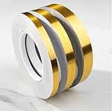 Goldband Polyester-Mylar-Filmband 0,6 cm x 50 m Lebendiges spiegelähnliches Finish, goldenes Dekorband zum Verzieren von Wänden, Schränken, Badezimmern, Kunst