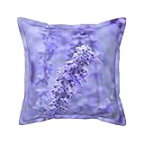 Leder-Kissenbezug, lila Lavendelfarbene Blumen, Überwurf-Kissenbezug, Heimdekoration für Wohnzimmer, Schlafzimmer, Sofa, Stuhl, 40,6 x 45,7 cm