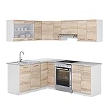 Vicco KÜCHENZEILE L 210CM KÜCHENBLOCK Winkel ECK EINBAU Sonoma Eiche - FREI KOMBINIERBARE EINHEITEN - R-LINE
