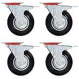 XIAOGUANG Lenkrollen mit Doppelbremsen 4 STK. 125 mm, Transportrollen, Rollen Werkbank, Lenkrollen Für Möbel, Möbelrollen, Strandkorbrollen, Rollen Für Schirmständer,