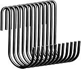 Kleiderhaken, 20 Stück, robuste S-Haken, schwarze S-förmige Haken, Kleiderbügelhaken für Küche, Bad, Schlafzimmer und Büro: Topf, Handtücher, Kleidung (62 x 19 mm) (schwarz x 12)