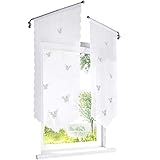 ESLIR Scheibengardine mit Schmetterling Laserschneiden Bistrogardine Küche Rollos Voile Transparent Panneaux Weiß HxB 60x40cm 1 Stück