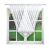 Flying Curtains Kurzes Vorhang-Panel mit Zirkonia Stickerei Spitze Kristall Deko Gardinen-Panel für Wohnzimmer Schlafzimmer Fenster-Gardine Scheibengardinen Modern Home Decor L287 120x130 cm Weiß