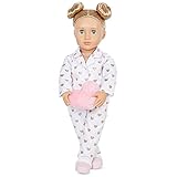 Our Generation Pyjamaparty Puppe Serenity - Bewegliche 46 cm Puppe mit Kleidung und Zubehör - Pyjama und Plüschherz-Kissen - Spielzeug ab 3 Jahren