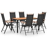LIGTEX Nice Cool-7-teiliges Gartenmöbel-Set, Aluminium, Schwarz
