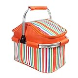 COVVY Isolierter Picknick-Kühlkorb, 20 l, faltbar, für Camping, Wandern, Strand, Grillabende, Picknick im Freien, Orange