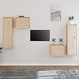 RAUGAJ TV-Schränke, 4 Stück, Kiefernholz, Material: massives Kiefernholz (unbehandelt)