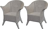 Extra breiter Rattansessel Natur Rattanstuhl Flechtsessel Lounge Korbsessel (Set/2 Weiß)