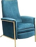 Kare Design Relaxsessel Lazy Samt Blau, bequemer Fernsehsessel mit Liegefunktion, TV Chillout Loungesessel im Vintage-Stil, Design Polstersessel, petrol blau, (H/B/T) 104 x 70 x 90 cm