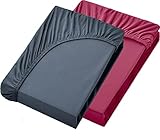 NatureMark 2er Pack Wasserbett & Boxspringbett Spannbettlaken 200 x 220 cm - 40 cm Steg - 200x220cm Spannbetttuch - 100% Baumwolle, Anthrazit & Bordeaux