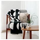 RIEMA® Kuscheldecke Joris aus Bio-Baumwolle - stylische Sofadecke in schwarz-beige mit Halbkreisen im Skandi-Style - Oeko-TEX zertifizierte Baumwolldecke 150x200cm