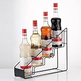 Saterkali Kaffeesirup-Regal 4 Fächer Edelstahl Sirup Flaschenhalter Draht Flaschenhalter Likör-Organizer Gewürzregal Bar Organizer Regal Küche Arbeitsplatte Display Ständer Rack Schwarz
