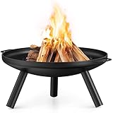 Feuerschale 60cm, Feuerschalen für den Garten, Multifunktionale Gusseisen Metallschale mit Griffen und 3 Abnehmbare Stützbeine, mit Rostfreie, Langlebige Lackierung, für Gartenheizung, Grill und Party