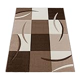 Paco Home Designer Teppich mit Konturenschnitt Karo Muster Braun Beige, Grösse:160x230 cm