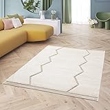 BALTA Wohnzimmerteppich Geometrischer Skandinavischer Geist, Berberteppich für das Wohnzimmer - Schlafzimmer, Flachgewebt und Florhöhe 22 mm, 3D Effekt, 100% Polypropylen, 120x170 cm, Creme - Beige