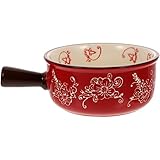 Keramik-Backschüssel mit Griff, Brat-Lasagne-Pfanne, französische Zwiebel-Suppenschüssel, Mini-Auflaufform, Auflaufförmchen, rundes Weihnachtsblumen-Backgeschirr for Chili-Rindfleisch-Eintopf, Pudding