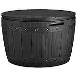 YITAHOME 127 Liter Kissenbox Wasserdicht, Abschließbarem Outdoor Gartenbox, Rund Garten Auflagenbox Wetterfest Garten Aufbewahrungsbox mit Seitengriffen für Gartengeräten Poolzubehör, Schwarz