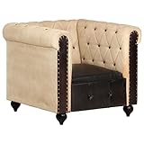 Bussandri Exclusive - Sessel Chesterfield-Stil Echtleder braun