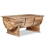 Hommdiy Couchtisch Mangoholz Massiv 88 x 50 x 40 cm Kaffeetisch Beistelltisch Tisch Vintage Couchtisch