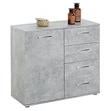 CARO-Möbel Kommode Sideboard Schrank Chicago in Betonoptik, mit Tür und 4 Schubladen Highboard