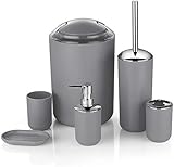 SAMS 6-teiliges Badezimmer- und Waschbecken-Zubehör-Set – Modernes Kosmetik-Organizer-Kit/Aufsatz-Badzubehör/Waschraum-Nutzung (grau)
