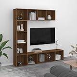 UYSELA Home Sets mit 3 tlg. Buch- und Fernsehschrank Set braun Eiche 180x30x180 cm