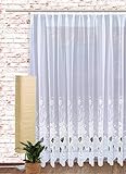 DEMASol Jacquard-Langstore Flora weiß Gardinenstore mit Blumen-Muster Vorhang Faltenband