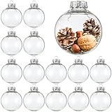 THE TWIDDLERS 15 Durchsichtige Weihnachtskugeln zum Befüllen, 6cm - Basteln Christbaumschmuck Weihnachtsdeko, Kunststoff