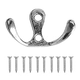 TOPINCN 5 Stück Kleiderhaken Garderobe Kleiderhaken Zinklegierung Badezimmer Krallenaufhänger Kleine Doppelzinke Zum Aufhängen Haken Kleiderbügel Zinklegierung Metall Kleiderhaken (Silber)
