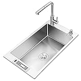 Küchenspülen, Barspülen, Waschbecken, Einzelbecken, gebürsteter Edelstahl 304, rechteckiger Unterbautank für Garderobe, Balkon, Bar, Badezimmer