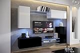 Furnitech AN57 New Modernes Wohnzimmer Wohnwand Wohnschrank Schrankwand Mediawand Möbel (Möbel ohne LED, AN57N-21WB-HG4-1B)