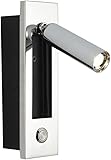 TONPOP LED-Unterputz-Wand-Leseleuchte, Nachttisch-Wandeinbauleuchte, festverdrahtete Wandleuchte mit Schalter, 350° + 90° verstellbare Wandspot-Beleuchtung, Nachtlampe