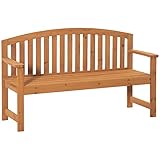 Outsunny Gartenbank 2-Sitzer Sitzbank aus Holz Parkbank bis 320 kg Bank Terrassenbank mit Rückenlehnen Gartenmöbel Tannenholz Orange 140 x 50 x 85 cm