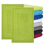 BaSaTex 2er Pack Badvorleger Badematte | 50x80 cm | 100% Baumwolle | Duschvorleger Duschmatte Doppelpack | Farbe: Apfel grün