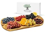 SOLTAKO Große rustikale Snackschale aus Olivenholz Dipschale Tapasteller Schale Holz Olivenholz Holzschale Salatschüssel Brotschale