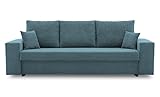 BETTSO -Sofa mit Schlaffunktion und Bettkasten, Couch für Wohnzimmer, Schlafsofa Federkern Sofagarnitur Polstersofa Wohnlandschaft mit Bettfunktion - 238x92x75 cm KIOTO Hellblau