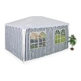 Relaxdays Seitenteile für 3x4m Pavillon, 2er Set, wasserdicht, Seitenwände mit Klettverschluss, Polyester, blau/weiß