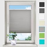 bobodeco Plissee ohne Bohren Plissees Klemmfix - Grau 80x210 cm (BxH) - Easyfix plisseerollo Jalousie Faltrollo Blickdicht - Sichtschutz - Sonnenschutz Fertifplissee - Rollos für Fenster und Tür