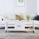 CIADAZ Couchtisch, Wohnzimmertisch, Coffee Table, Beistelltisch, Teetisch, Sofatisch, Living Room Table, Weiß 102x50x40 cm Holzwerkstoff