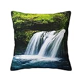 HAOSOFT Kissenbezüge 40x40 cm, Kissenbezüge Japan Japanischer Wasserfall tief Kissenbezug Dekokissen Kissenhülle für Sofa Büro Gartenbett Couch Kissen Haus Heim Dekoration, 1 Pcs